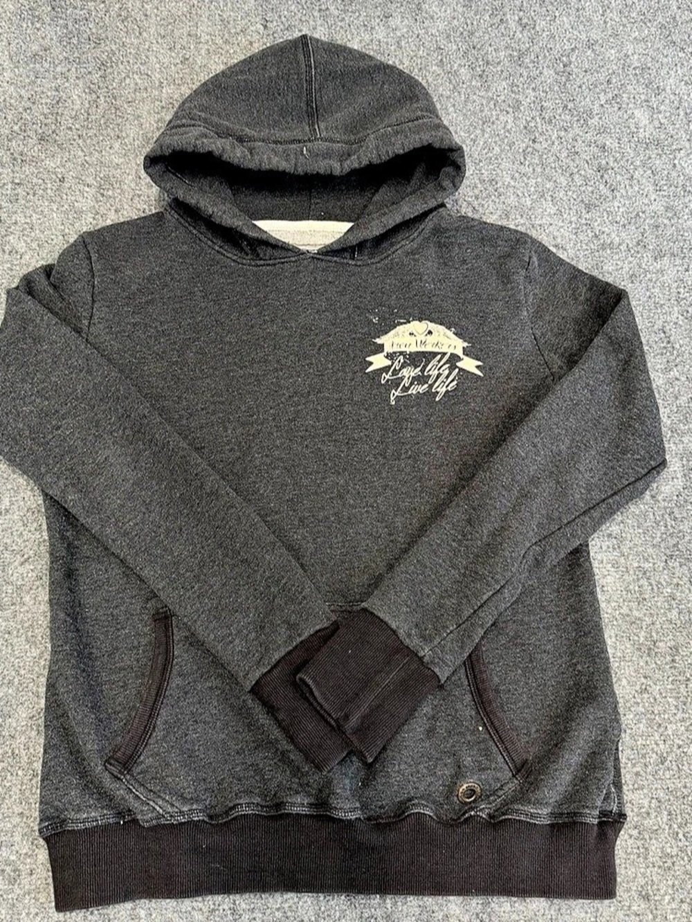 Iron Workers Love Life Graphic Hoodie Size Large